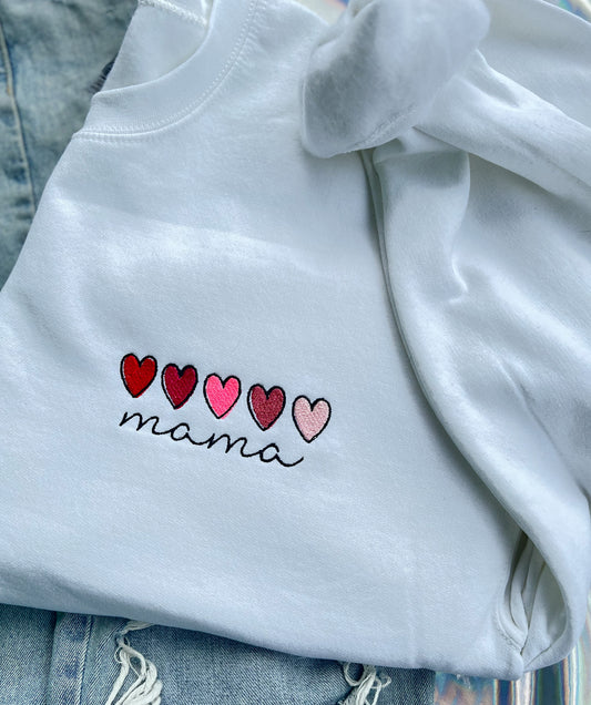 Mama Embroidered Heart Sweatshirt