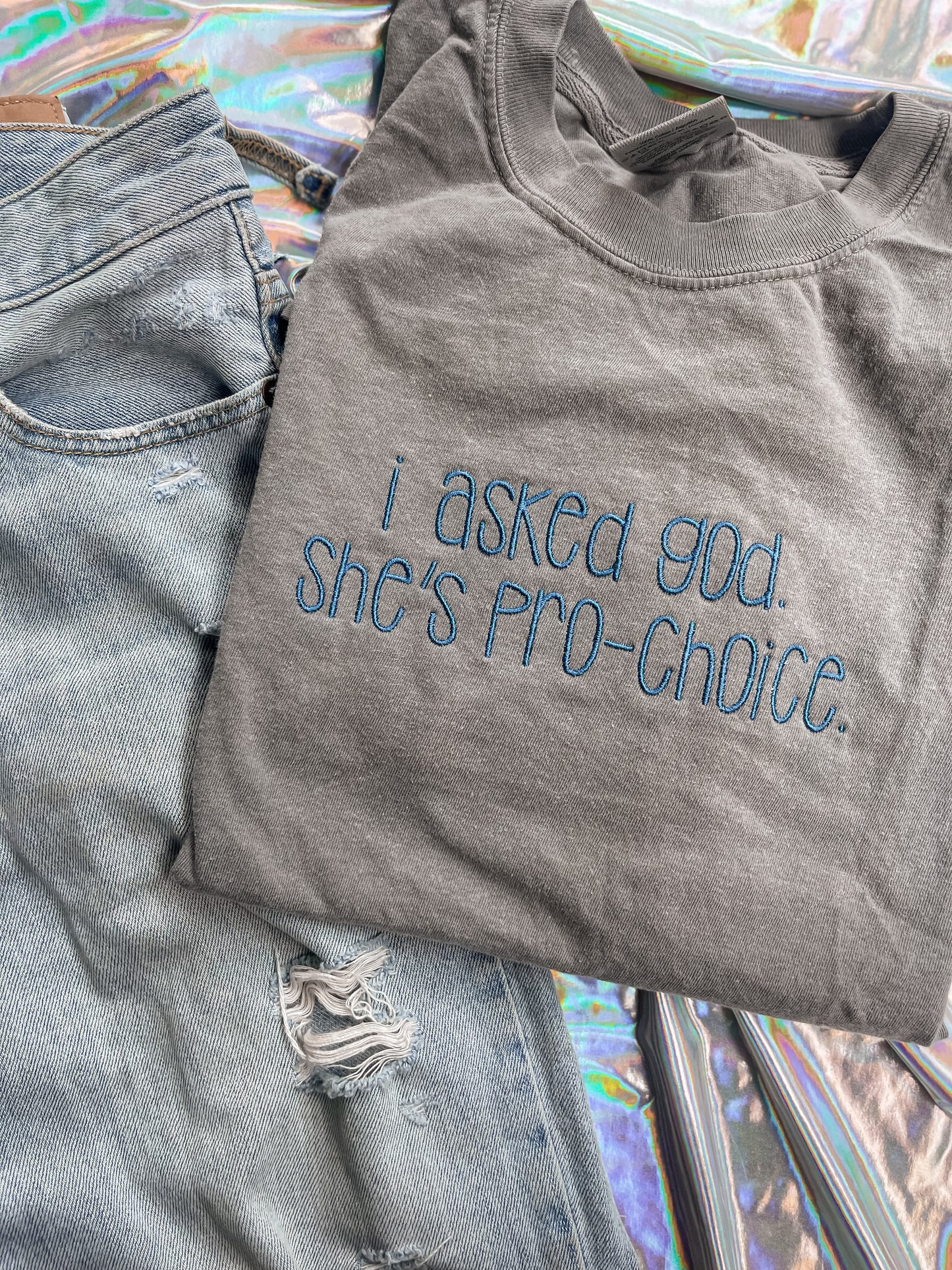 She’s Pro-Choice Embroidered Tee