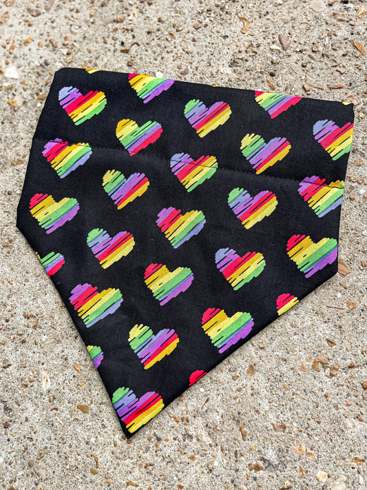 Penciled Rainbow Hearts Bandana