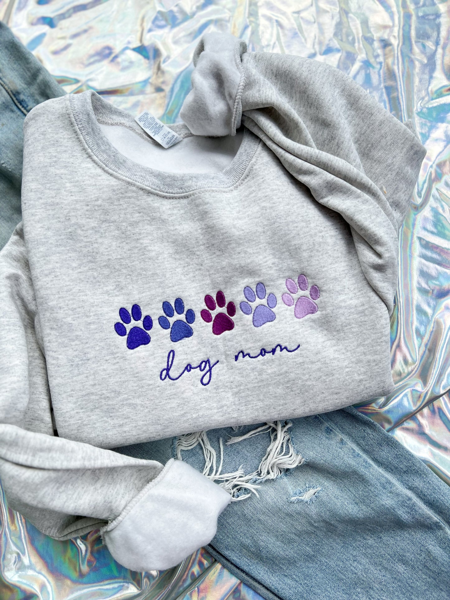 Dog Mom Embroidered Sweatshirt