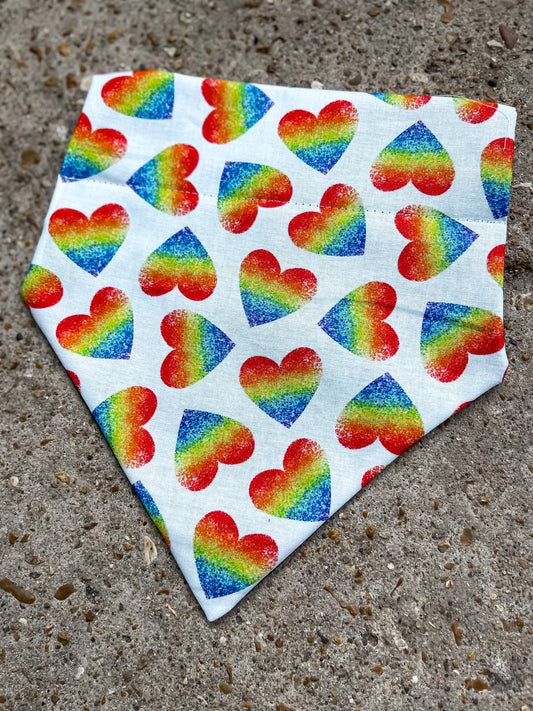 Watercolor Rainbow Hearts Bandana