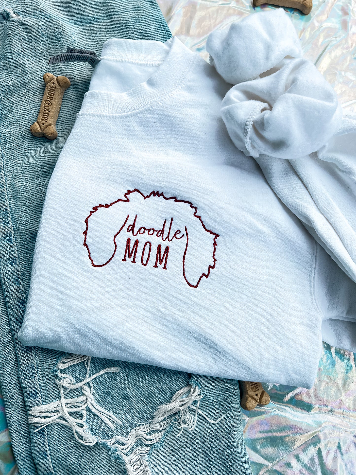 Embroidered Breed Dog Mom Sweatshirt