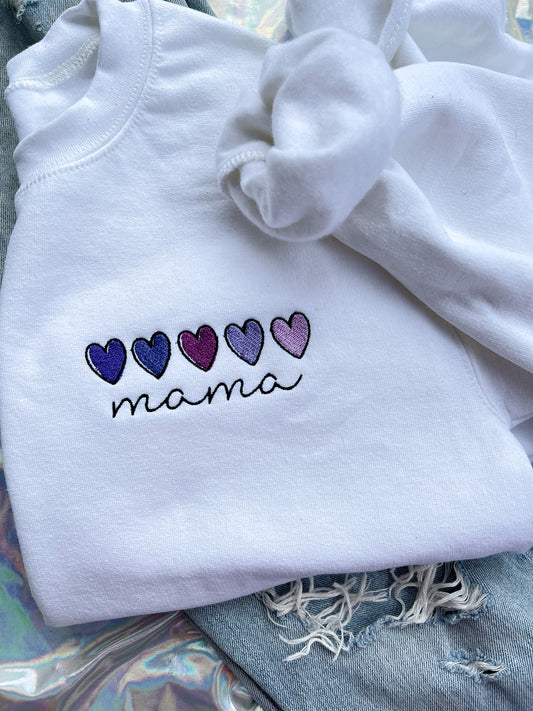 Purple Mama Embroidered Heart Sweatshirt