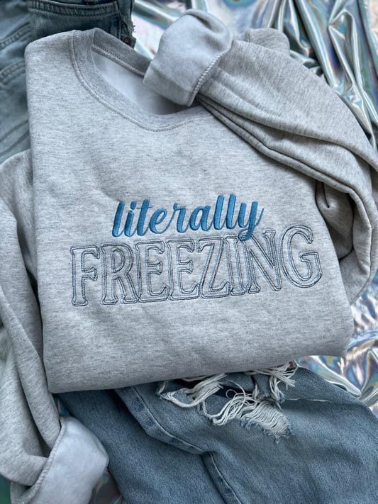 Literally Freezing  Embroidered Sweatshirt