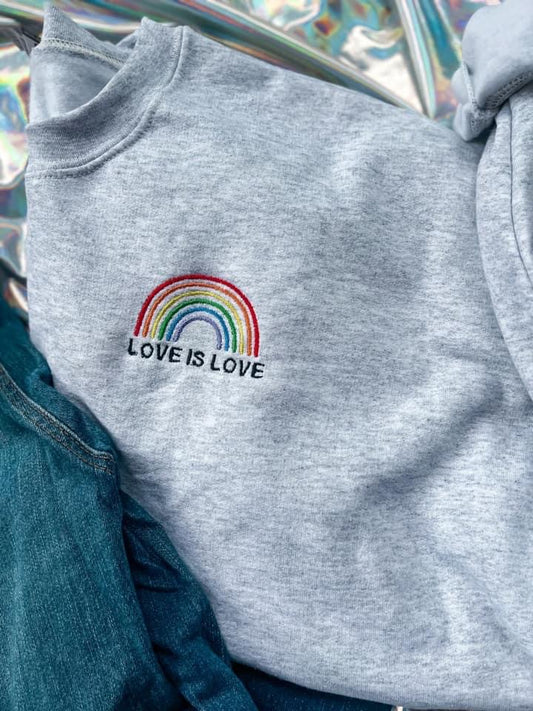 Love is Love Embroidered Ash Grey Sweatshirt