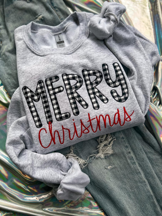 Merry Christmas Appliqué Embroidered Sweatshirt
